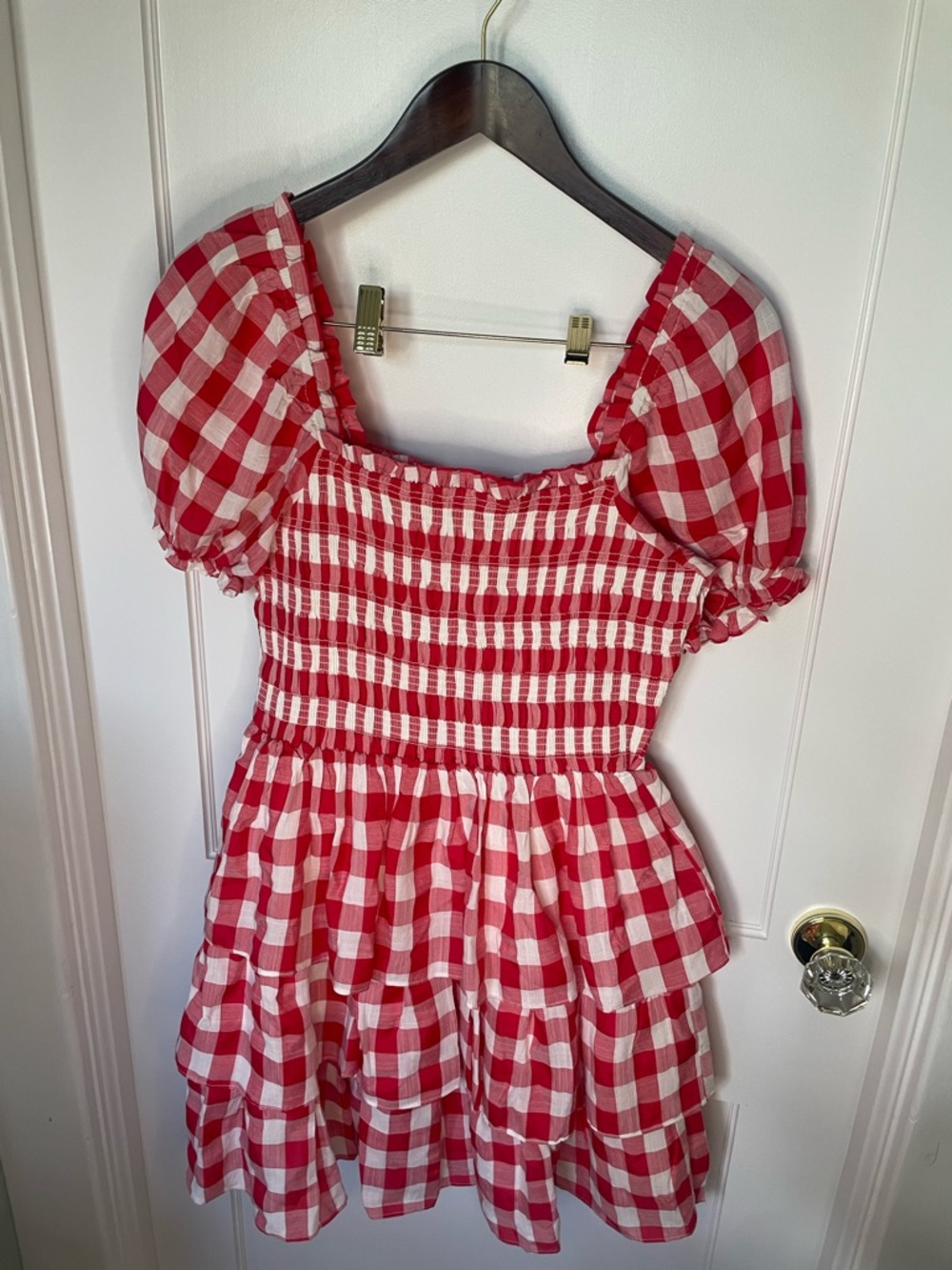 NWT English Factory Red and White Gingham Smocked Dress